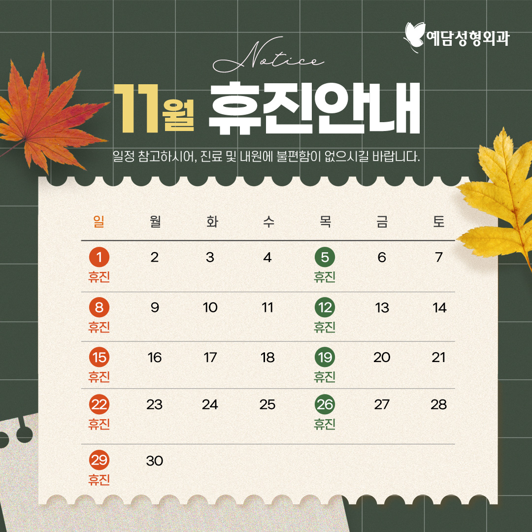 11월 휴진안내